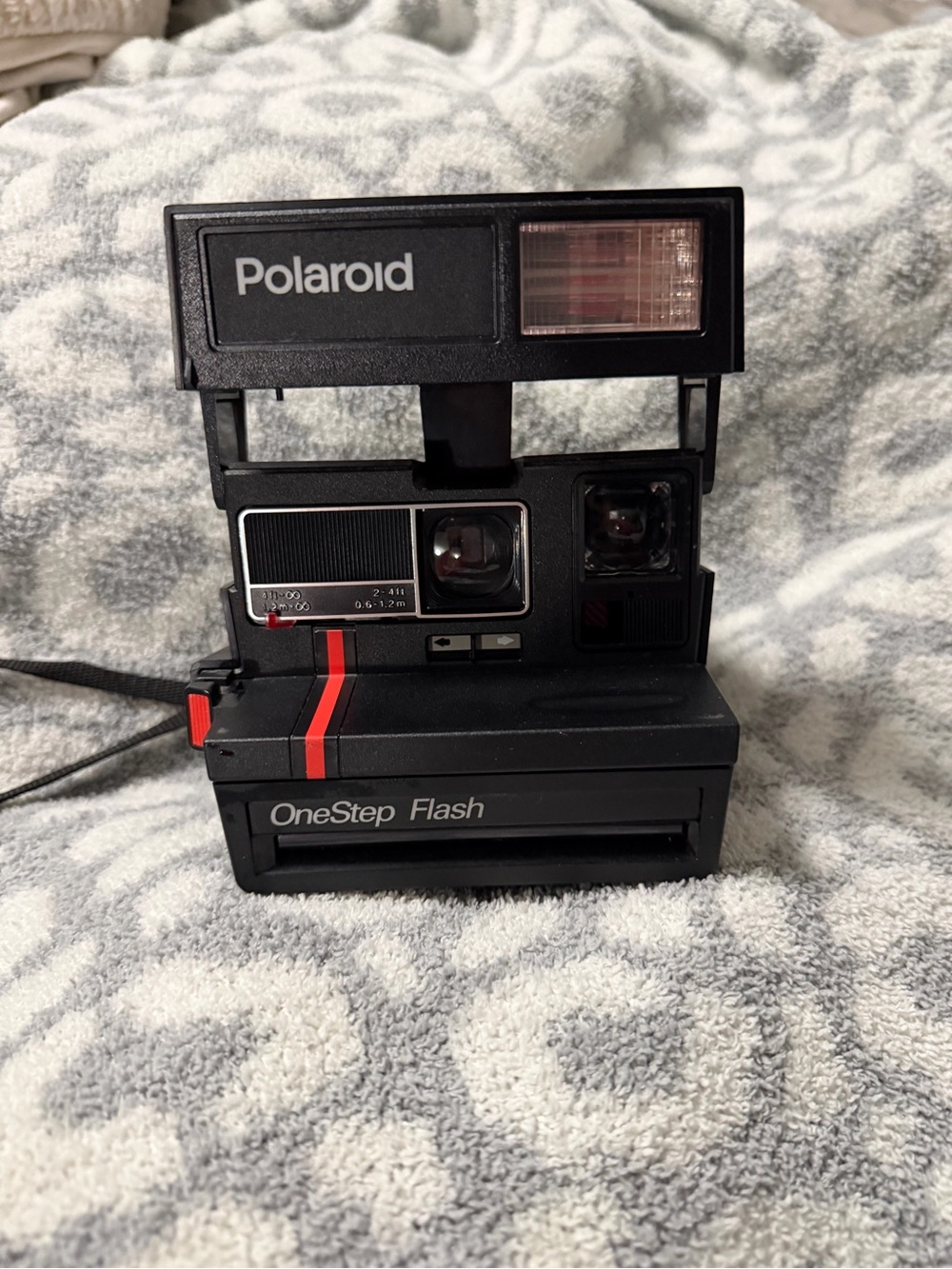 Polaroid OneStep Flash Instant Camera - Black with Red Stripe